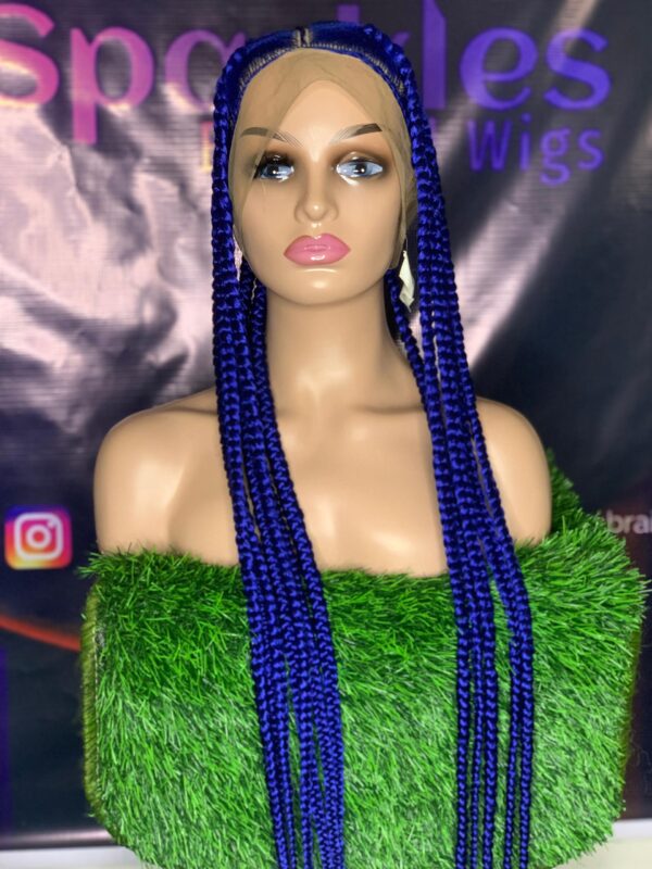 Box Braid Wig with Crossing Vibrant Blue