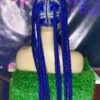 Box Braid Wig with Crossing Vibrant Blue