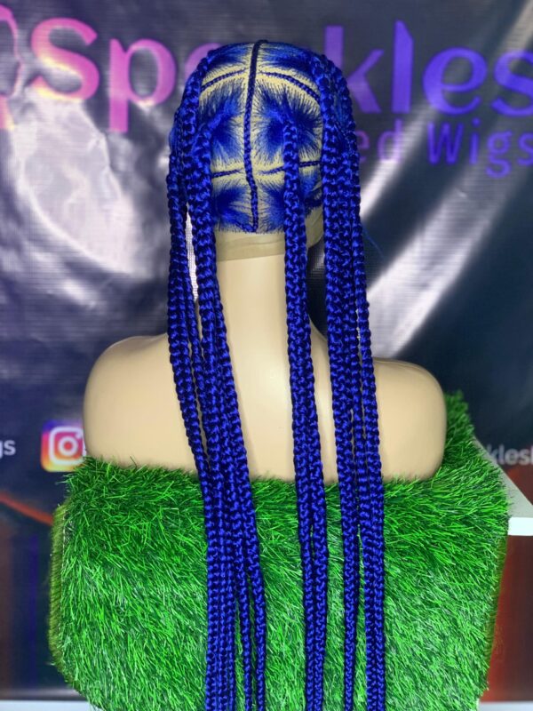 Box Braid Wig with Crossing Vibrant Blue