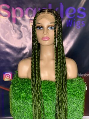 36-Inch Box Braid Wig in Camouflage Green