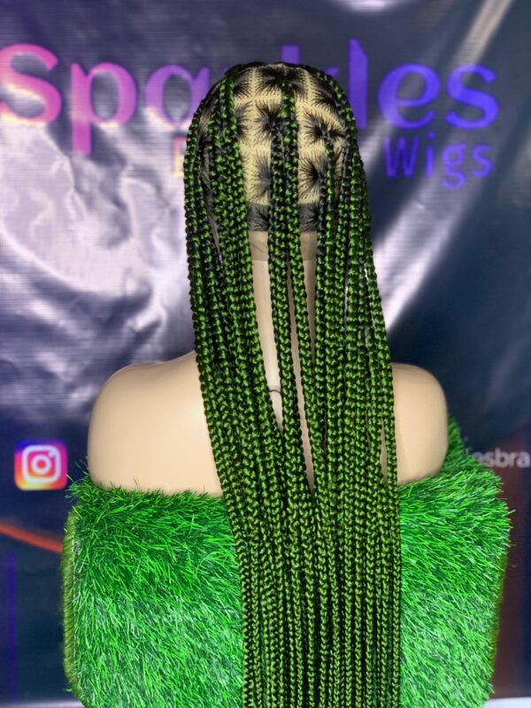 36-Inch Box Braid Wig in Camouflage Green