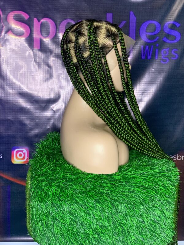 36-Inch Box Braid Wig in Camouflage Green