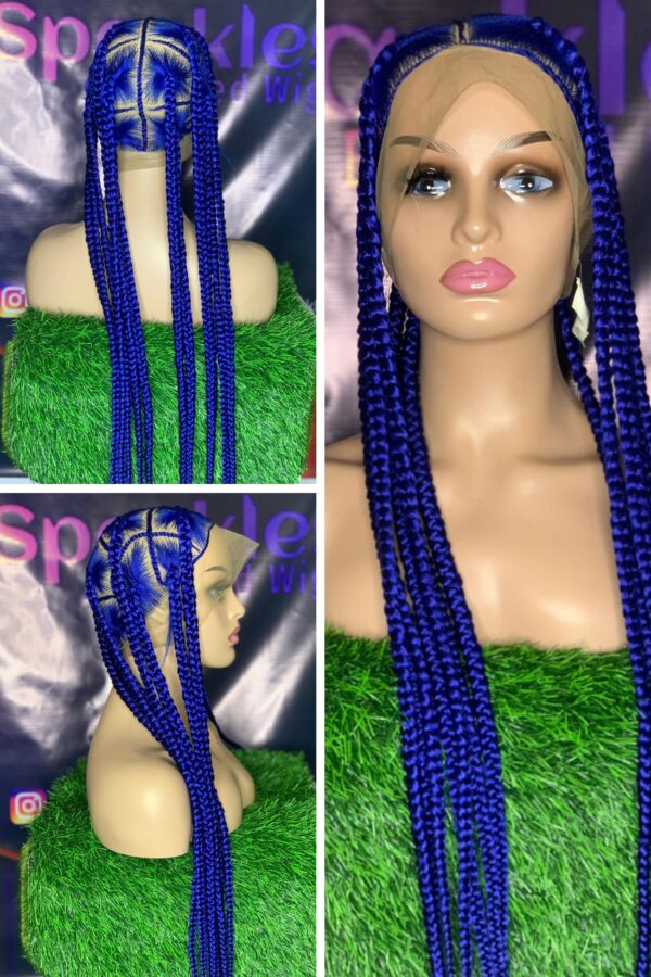 Box Braid Wig with Crossing Vibrant Blue